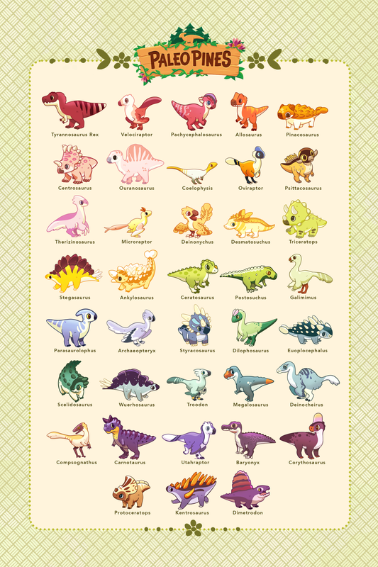 Digital Version - Paleo Pines Poster - Dino Species